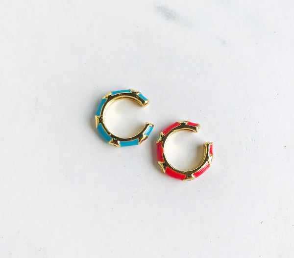 Earcuff disco caff smaltato e zirconi
