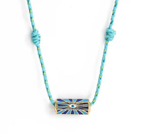 Collana amuleto turco cilindrico con cordino in vari colori