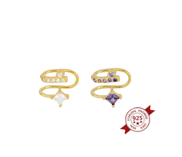 Mono earcuff doppio argento 925 crystal e pavettato