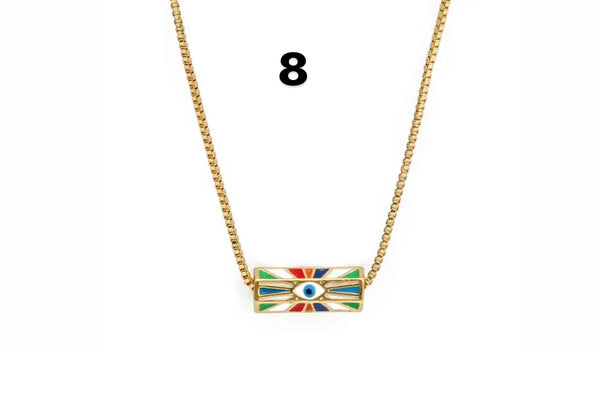Collana vari colori amuleto turco cilindrico small catenina sottile