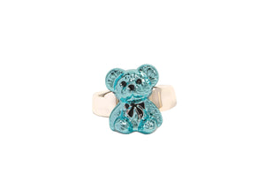 Anello resina metallizzato orsacchiotto teddy con fiocco