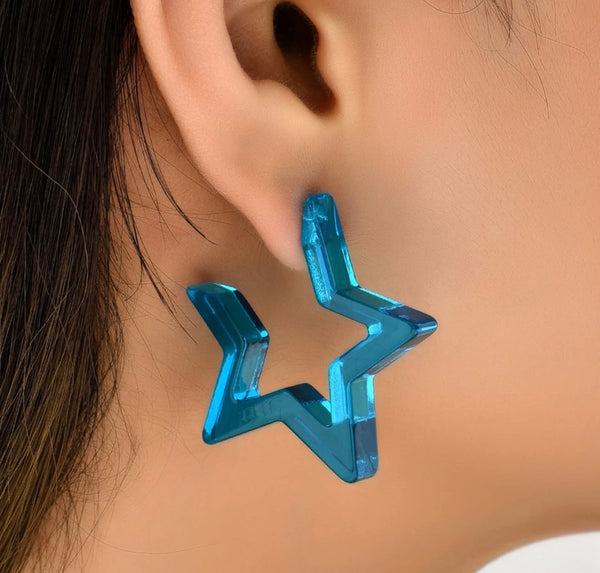 Coppia orecchini vari colori stelle in resina argento 925