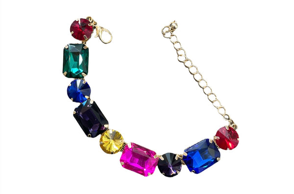 Bracciale vari colori crystal maxi bling bling tennis un filo