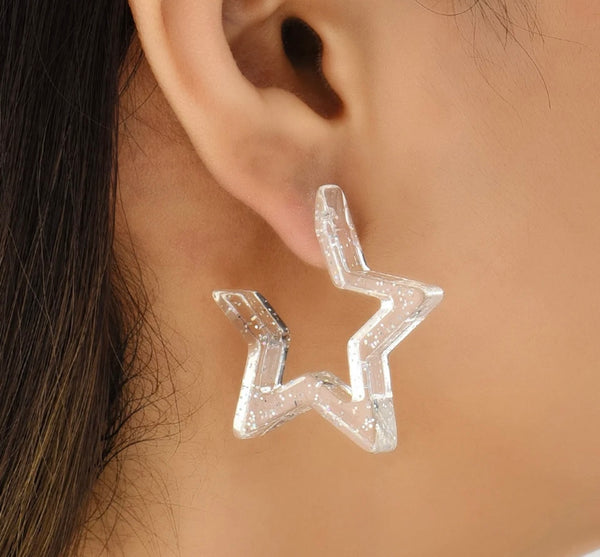 Coppia orecchini vari colori stelle in resina argento 925