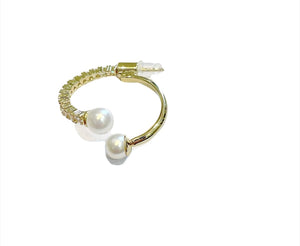 Mono orecchino effetto piercing con perle