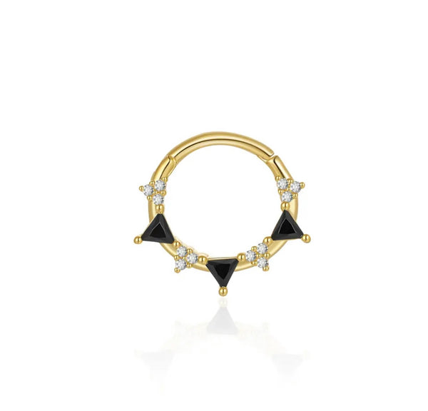 Mono orecchino daith piercing argento 925 spike smaltati