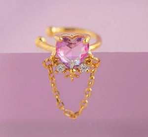 Mono earcuff cuore e catenella
