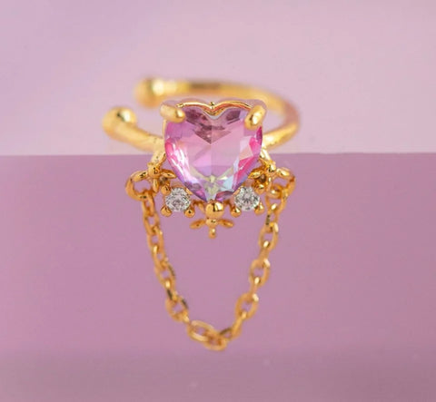 Mono earcuff cuore e catenella