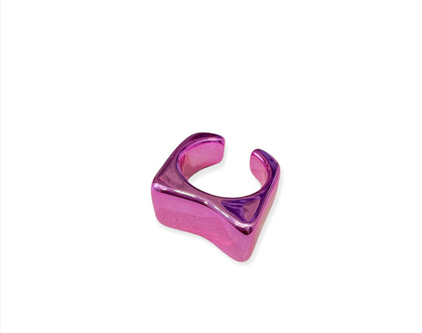 Anello resina metallizzata rosa varie forme