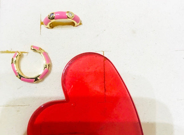 Earcuff disco caff smaltato e zirconi