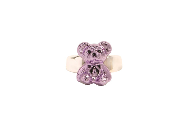 Anello resina metallizzato orsacchiotto teddy con fiocco