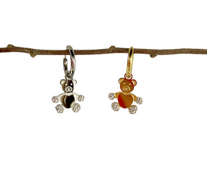 Mono orecchino orsacchiotto con cuore teddy bear