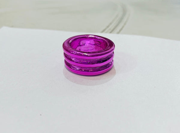Anello resina metallizzata Fuxia varie forme