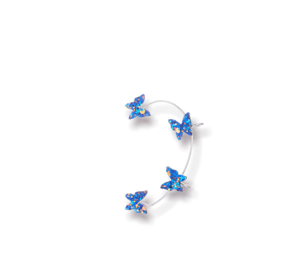 Mono orecchino polsino farfalle glitter orecchie non forate