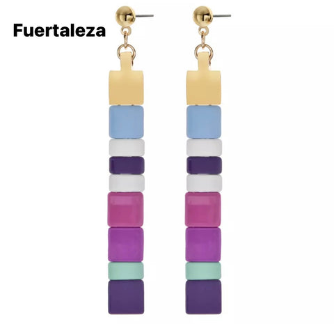 Coppia orecchini lego tasselli colorati