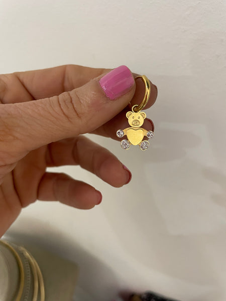 Mono orecchino orsacchiotto con cuore teddy bear