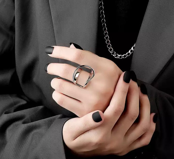 Anello doppio strato regolabile argento 925