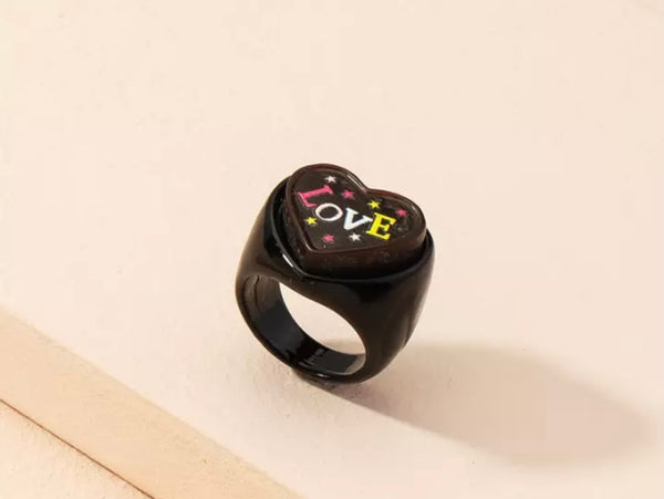 Anello resina cuore love