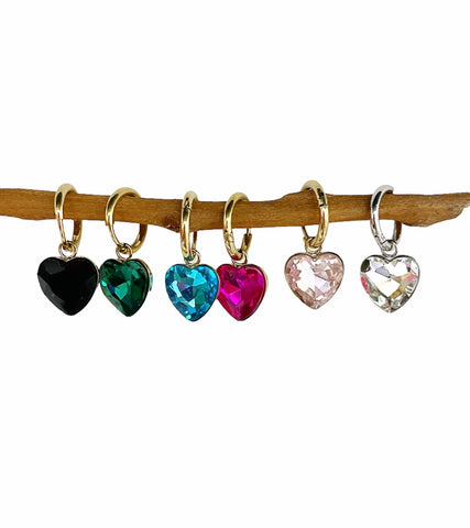 Mono orecchino cuore crystal big