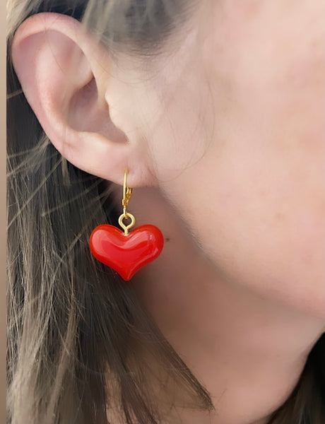 Mono orecchino cuore tridimensionale