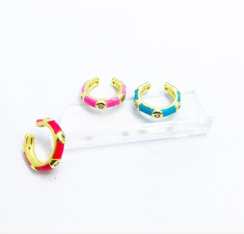 Earcuff disco caff smaltato e zirconi
