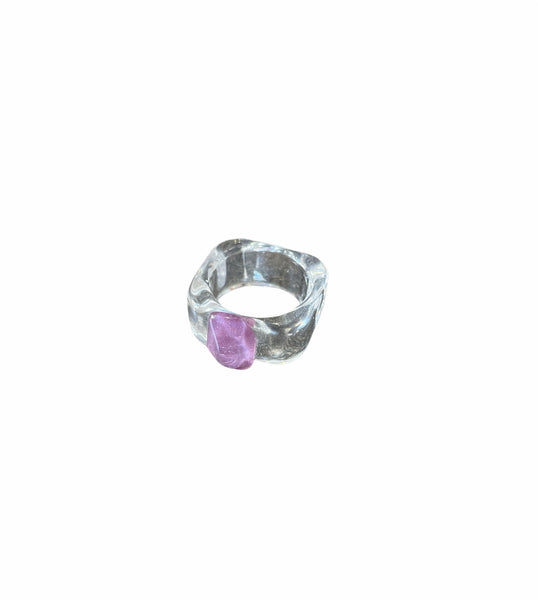Anello resina fascia quadrata con pietra  l’anello sceglie dove andare