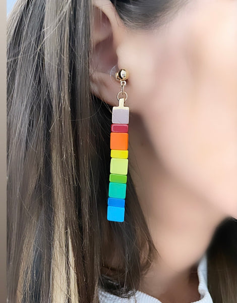 Coppia orecchini lego tasselli colorati