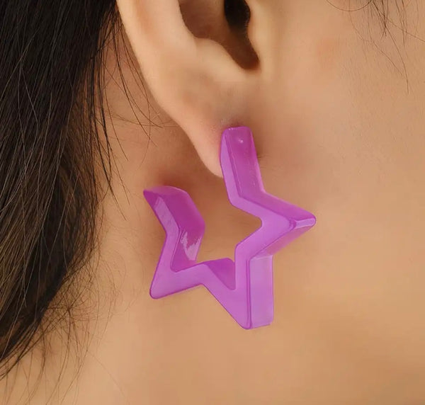 Coppia orecchini vari colori stelle in resina argento 925