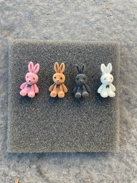 Mono orecchino coniglietto bunny teddy velluto vintage style vari colori