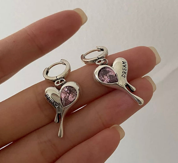 Mono orecchino cuore colato argento 925