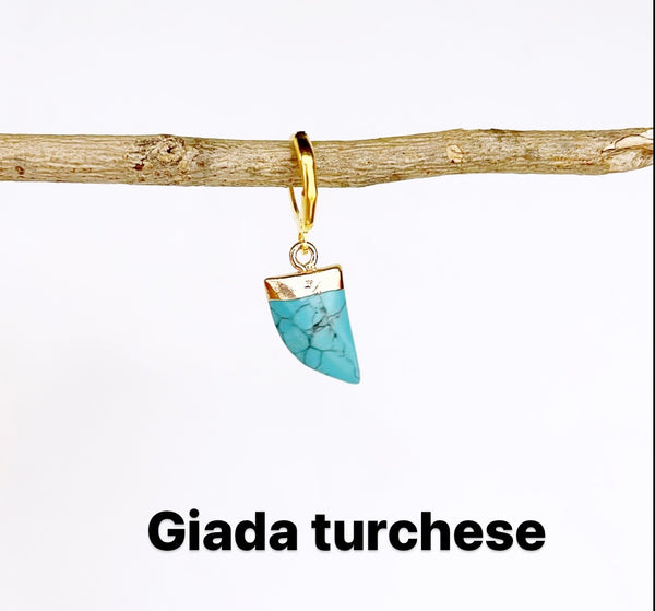 Mono orecchino dentino pietra vari colori