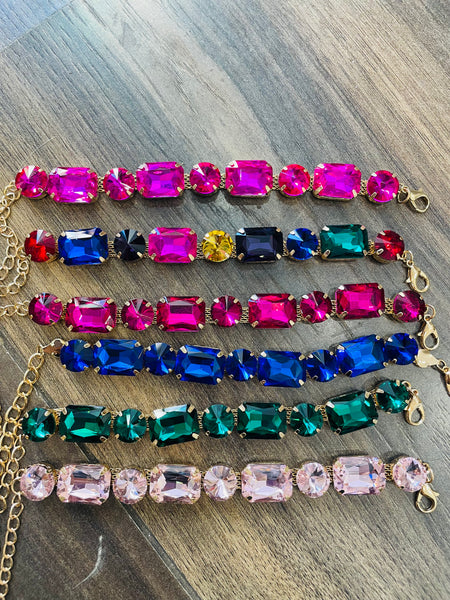 Bracciale vari colori crystal maxi bling bling tennis un filo