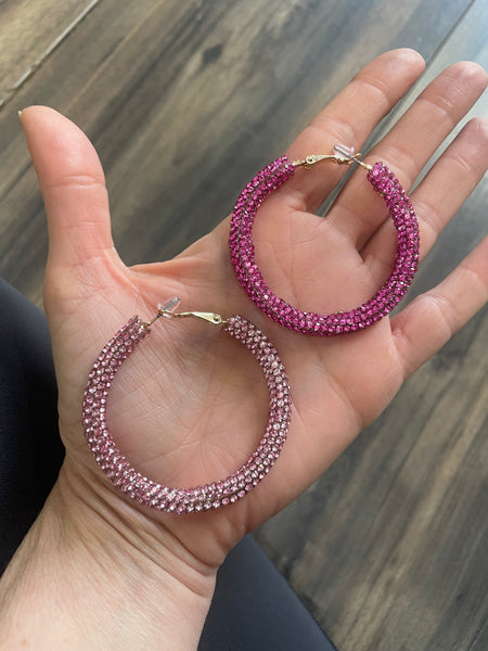 Coppia orecchini cerchio bling bling tinta unita vari colori