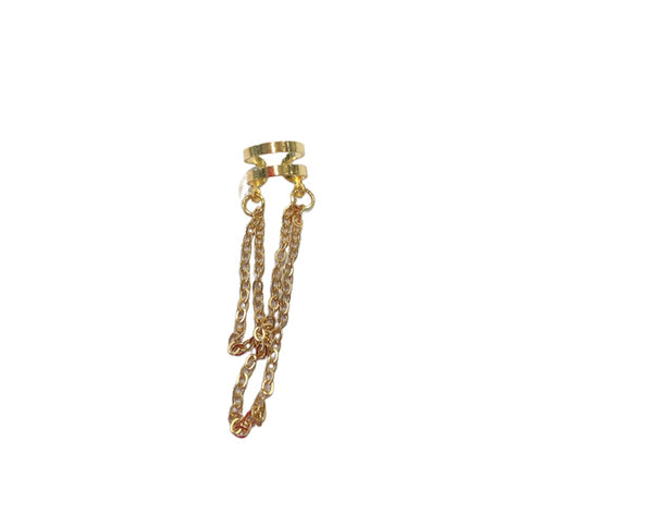 Mono earcuff doppio con catenina