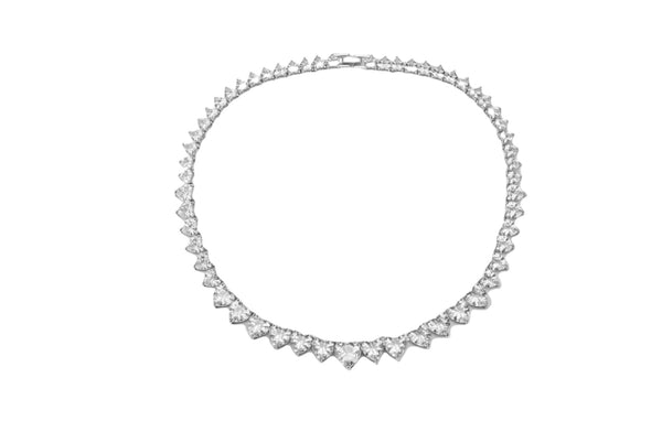 Collana tennis cuori cuore centrale più grande due varianti galvanica