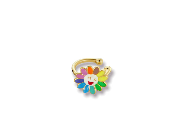 Earcuff fiore Rainbow argento 925
