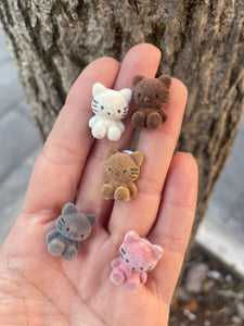 Mono orecchino vari colori gattino velluto teddy hallo kitty vintage style
