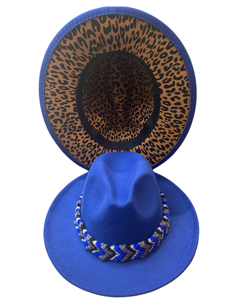 Cappello  Fedora Double face interno maculato vari colori con fascia accessorio estraibile