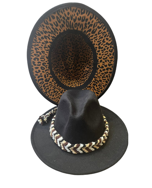 Cappello  Fedora Double face interno maculato vari colori con fascia accessorio estraibile