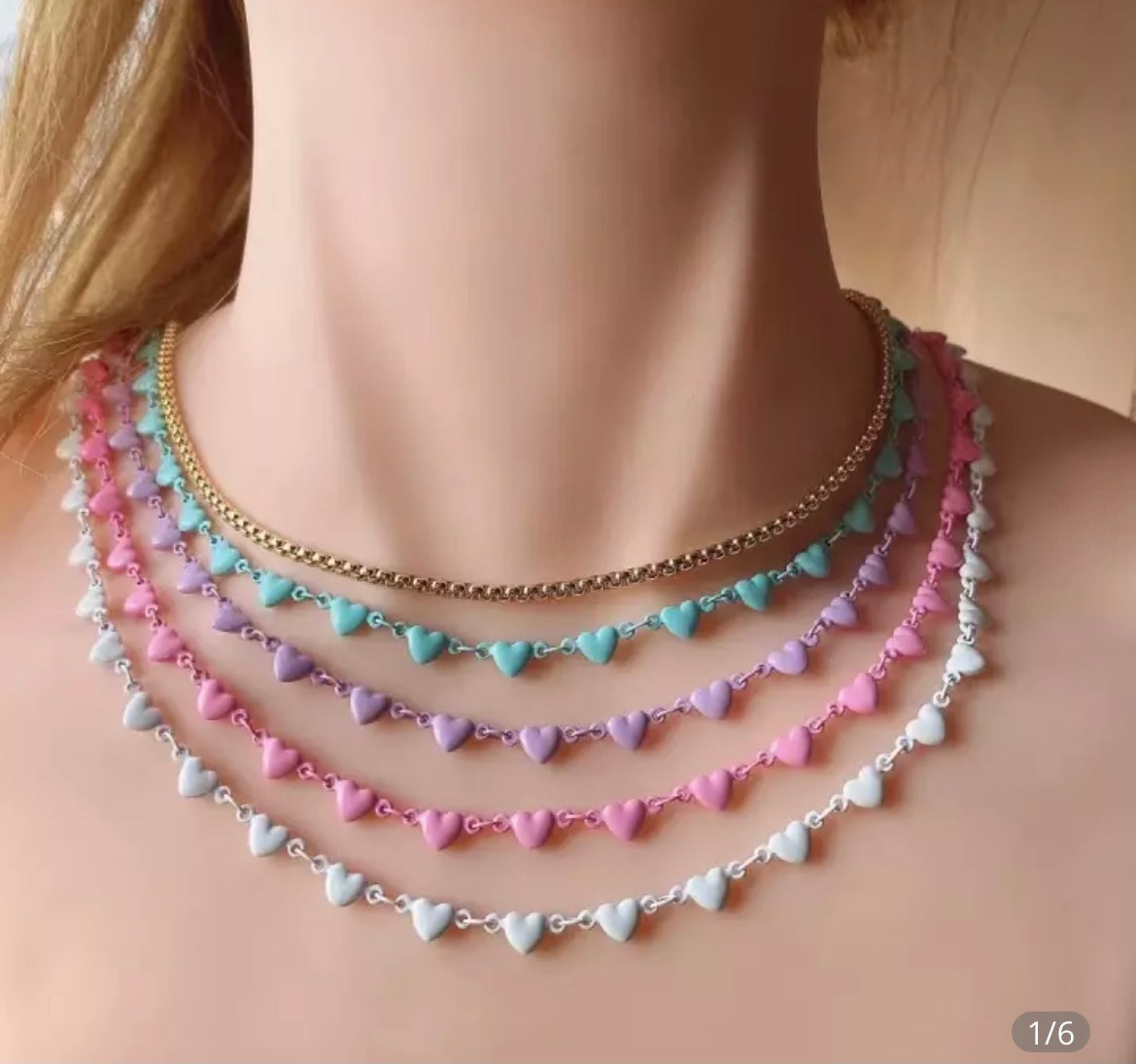 Collana cuoricini smaltati
