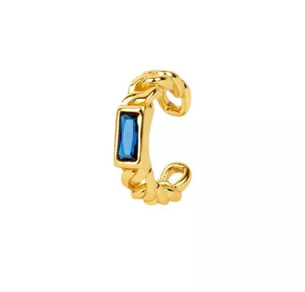 Mono earcuff argento 925  groumette e barra crystal
