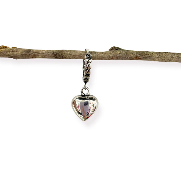 Mono orecchino cuore tridimensionale argento 925