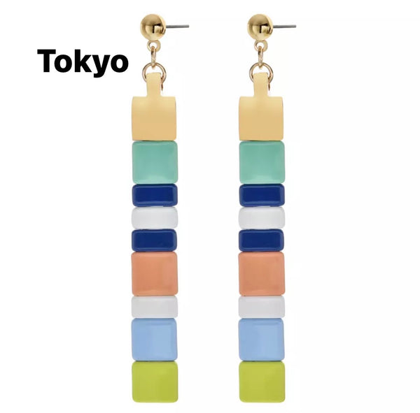 Coppia orecchini lego tasselli colorati