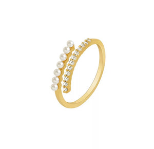 Anello fedina contrarie’ micro perle e zirconi