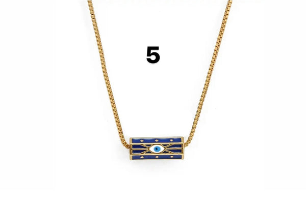 Collana vari colori amuleto turco cilindrico small catenina sottile