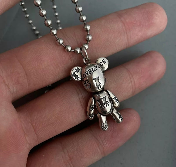 Collana orsacchiotto tatuato argento 925