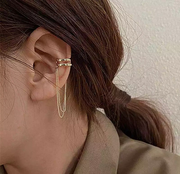 Mono earcuff doppio con catenina
