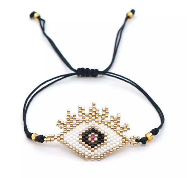 Bracciale cavigliera occhio perline vari colori