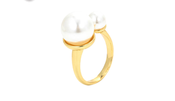 Anello regolabile doppia perla Double pearl