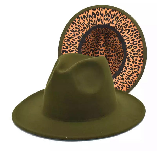 Cappello  Fedora Double face interno maculato vari colori con fascia accessorio estraibile
